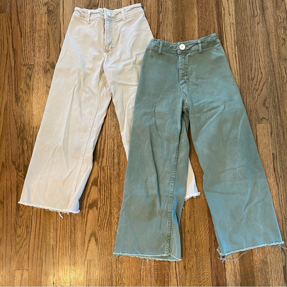 Zara Girls Marine Jeans 11/12 Wide Leg Crop